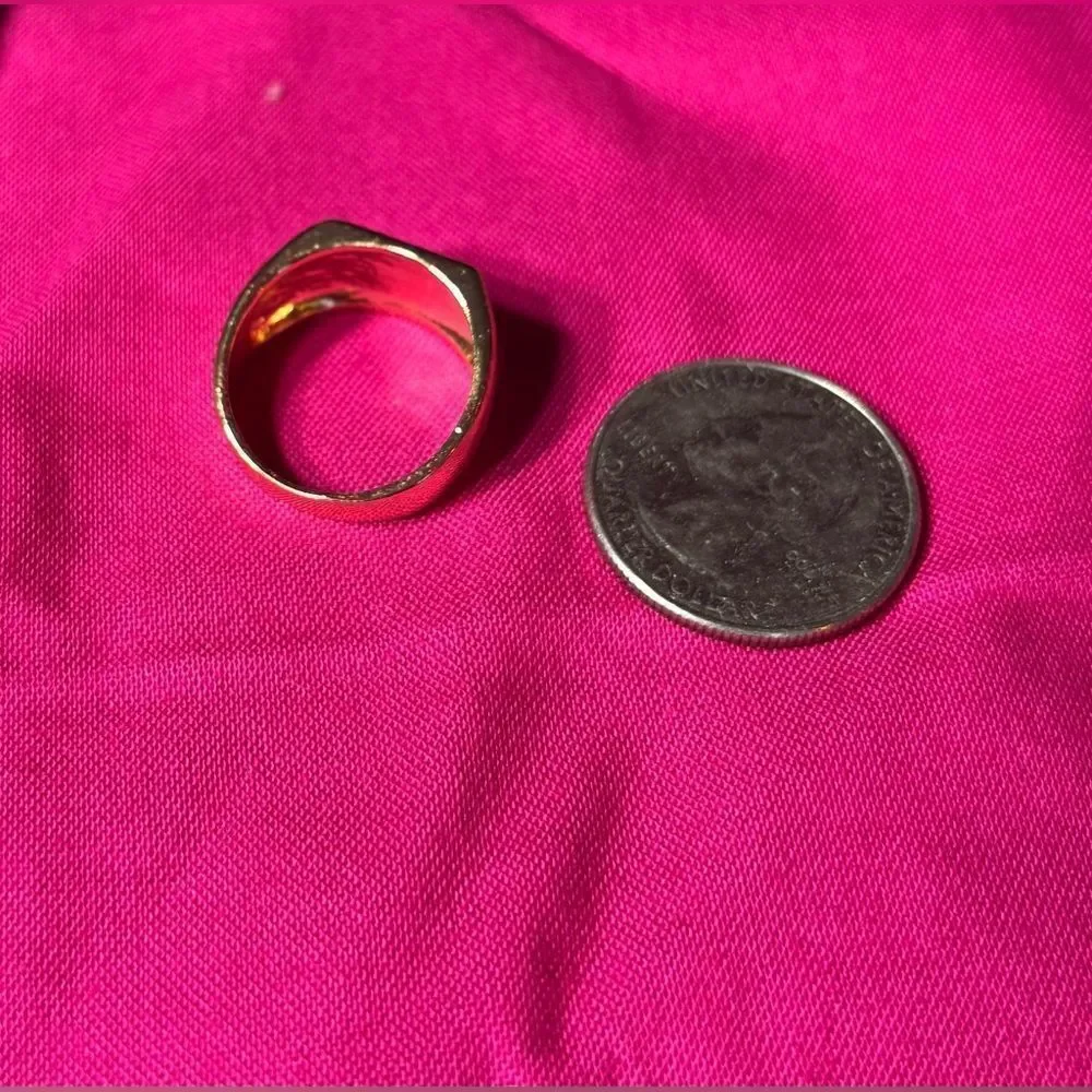 Fashion Square Gold Stackable Women’s Ring 18K Gold Plated Open Stackin Size 7.5